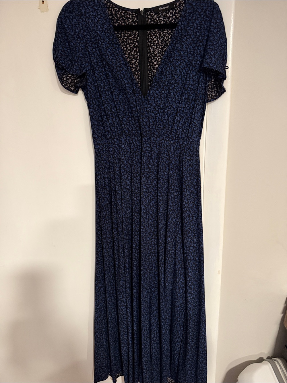 Blue Floral V-Neck Maxi Dress